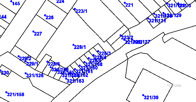 Parcela st. 228/3 v KÚ Prosetice, Katastrální mapa