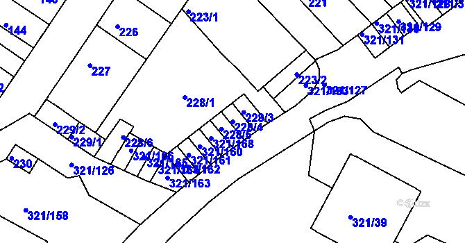 Parcela st. 228/4 v KÚ Prosetice, Katastrální mapa