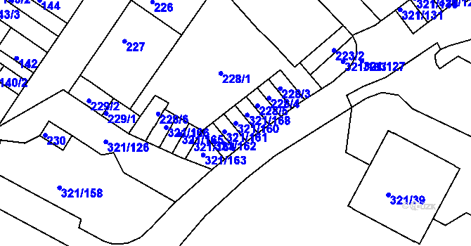 Parcela st. 321/160 v KÚ Prosetice, Katastrální mapa