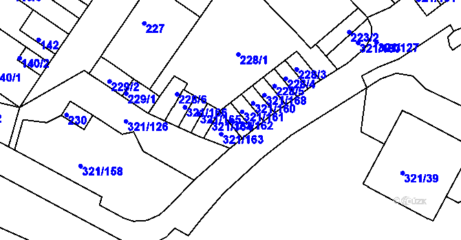 Parcela st. 321/162 v KÚ Prosetice, Katastrální mapa