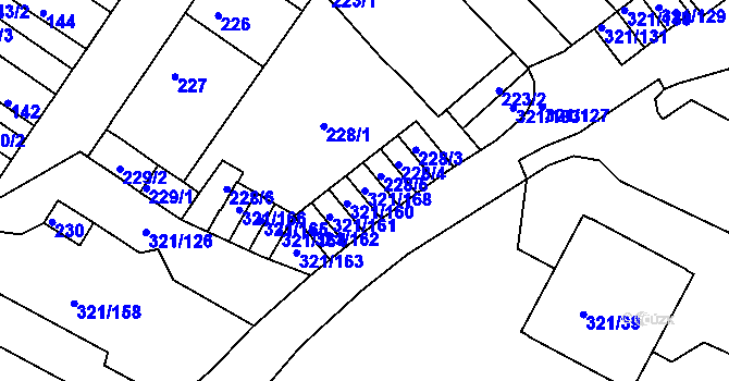 Parcela st. 321/168 v KÚ Prosetice, Katastrální mapa