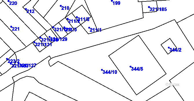 Parcela st. 344/11 v KÚ Prosetice, Katastrální mapa
