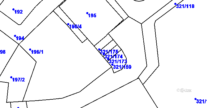 Parcela st. 321/174 v KÚ Prosetice, Katastrální mapa