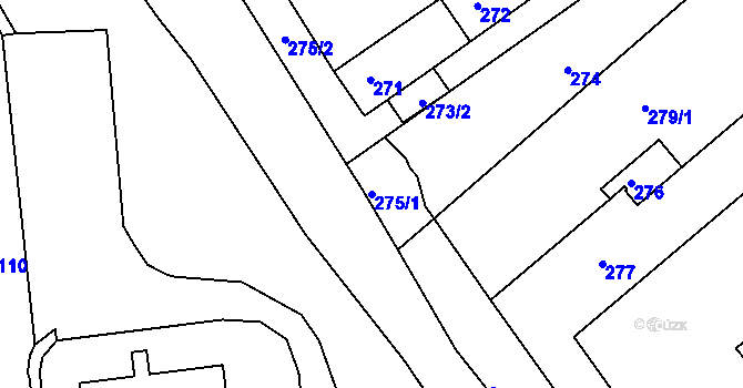 Parcela st. 275/1 v KÚ Prosetice, Katastrální mapa