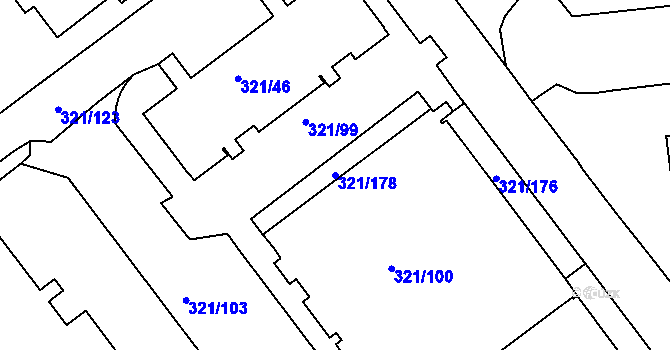 Parcela st. 321/178 v KÚ Prosetice, Katastrální mapa
