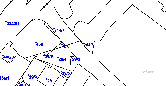 Parcela st. 244/3 v KÚ Prosetice, Katastrální mapa