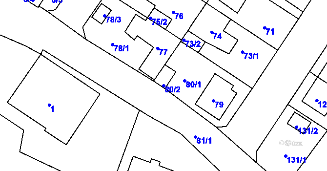 Parcela st. 80/2 v KÚ Prosetice, Katastrální mapa
