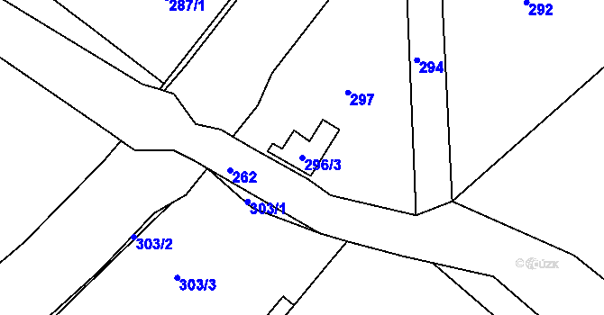 Parcela st. 296/3 v KÚ Prosetice, Katastrální mapa