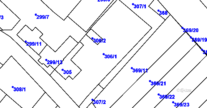 Parcela st. 306/1 v KÚ Prosetice, Katastrální mapa