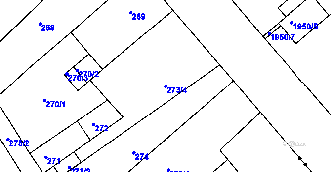 Parcela st. 273/4 v KÚ Prosetice, Katastrální mapa