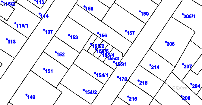 Parcela st. 155/4 v KÚ Prosetice, Katastrální mapa