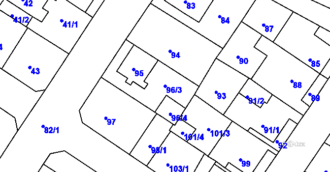 Parcela st. 96/3 v KÚ Prosetice, Katastrální mapa