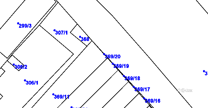 Parcela st. 369/20 v KÚ Prosetice, Katastrální mapa