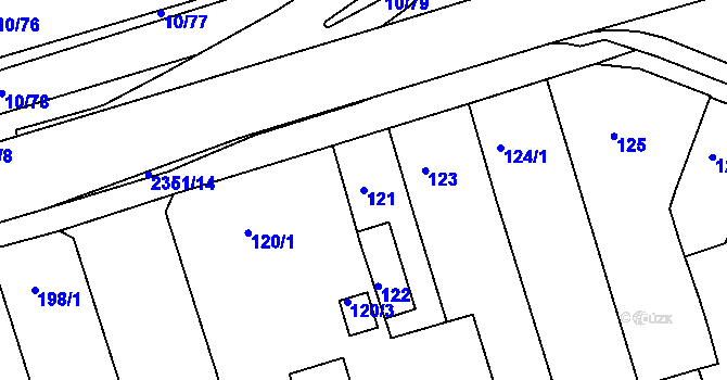 Parcela st. 121 v KÚ Teplice-Trnovany, Katastrální mapa