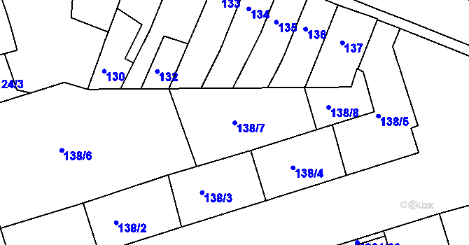 Parcela st. 138/7 v KÚ Teplice-Trnovany, Katastrální mapa