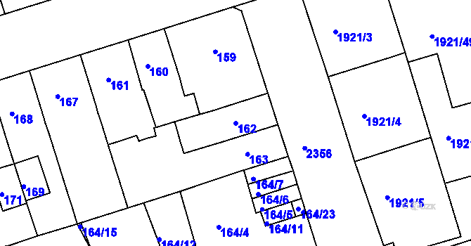 Parcela st. 162 v KÚ Teplice-Trnovany, Katastrální mapa
