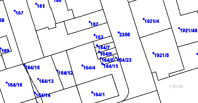 Parcela st. 164/6 v KÚ Teplice-Trnovany, Katastrální mapa
