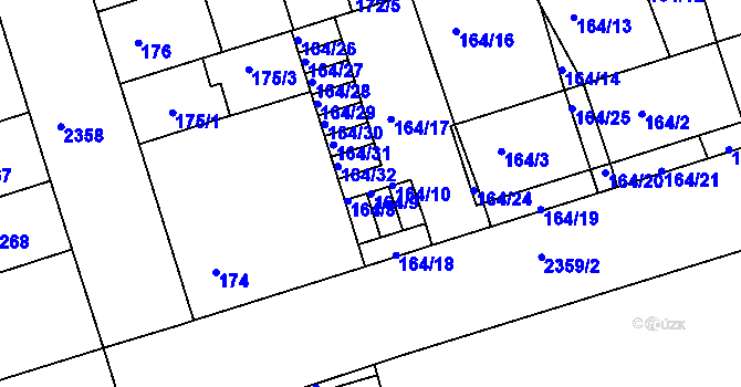 Parcela st. 164/9 v KÚ Teplice-Trnovany, Katastrální mapa