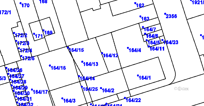 Parcela st. 164/12 v KÚ Teplice-Trnovany, Katastrální mapa