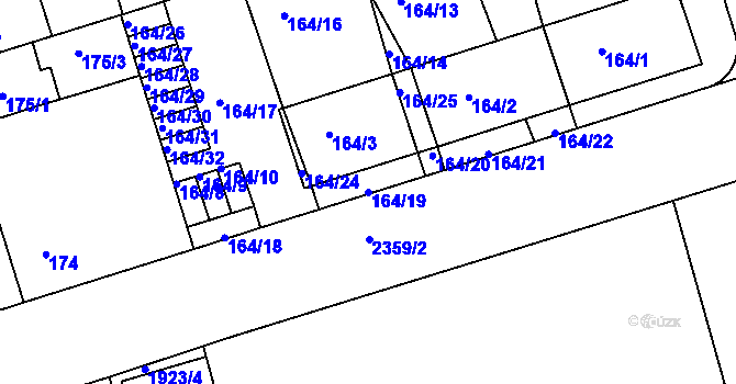 Parcela st. 164/19 v KÚ Teplice-Trnovany, Katastrální mapa
