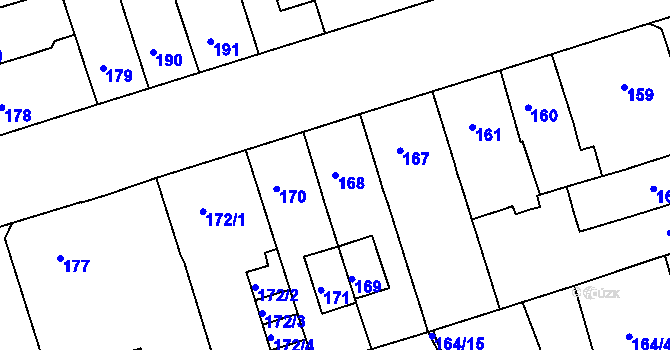 Parcela st. 168 v KÚ Teplice-Trnovany, Katastrální mapa