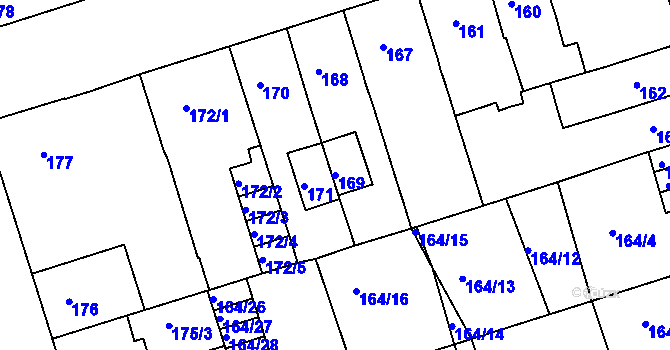 Parcela st. 169 v KÚ Teplice-Trnovany, Katastrální mapa