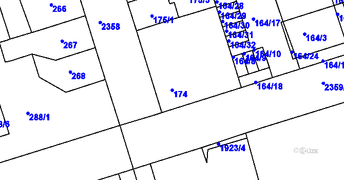 Parcela st. 174 v KÚ Teplice-Trnovany, Katastrální mapa