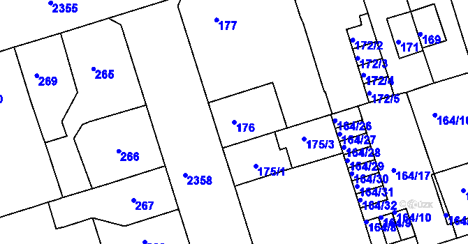 Parcela st. 176 v KÚ Teplice-Trnovany, Katastrální mapa