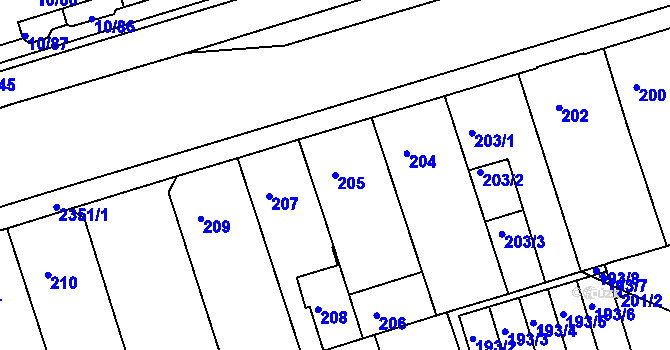 Parcela st. 205 v KÚ Teplice-Trnovany, Katastrální mapa
