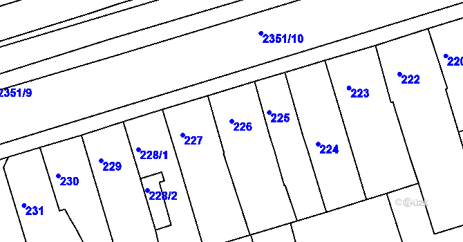 Parcela st. 226 v KÚ Teplice-Trnovany, Katastrální mapa