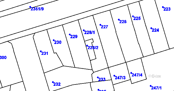 Parcela st. 228/2 v KÚ Teplice-Trnovany, Katastrální mapa