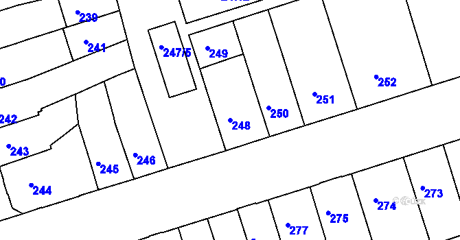 Parcela st. 248 v KÚ Teplice-Trnovany, Katastrální mapa