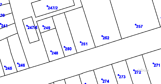 Parcela st. 251 v KÚ Teplice-Trnovany, Katastrální mapa