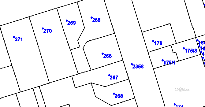 Parcela st. 266 v KÚ Teplice-Trnovany, Katastrální mapa