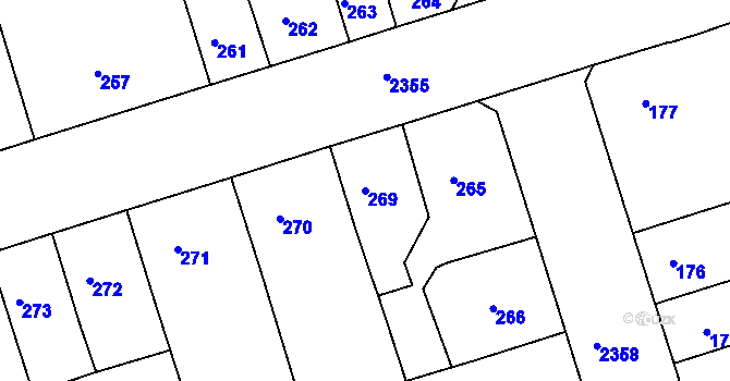 Parcela st. 269 v KÚ Teplice-Trnovany, Katastrální mapa