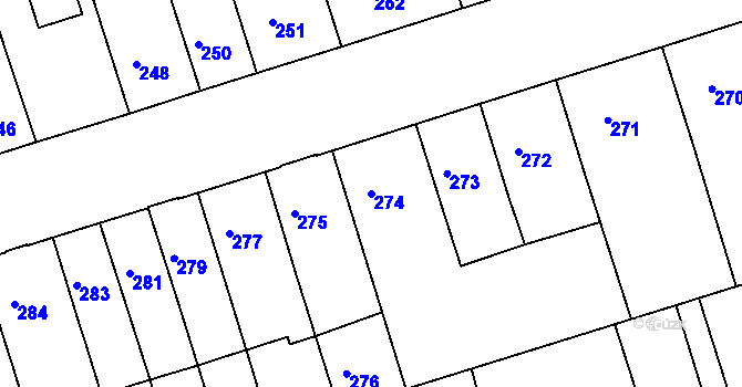Parcela st. 274 v KÚ Teplice-Trnovany, Katastrální mapa