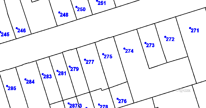 Parcela st. 275 v KÚ Teplice-Trnovany, Katastrální mapa