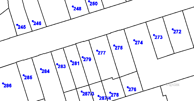 Parcela st. 277 v KÚ Teplice-Trnovany, Katastrální mapa
