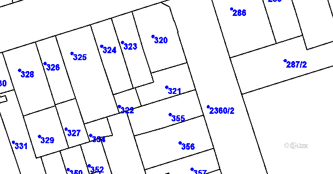 Parcela st. 321 v KÚ Teplice-Trnovany, Katastrální mapa