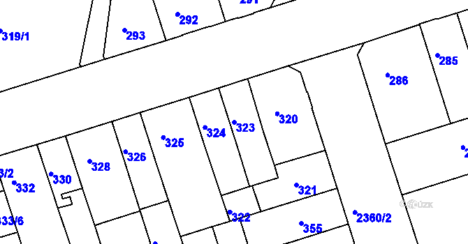 Parcela st. 323 v KÚ Teplice-Trnovany, Katastrální mapa