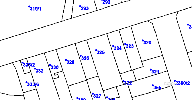 Parcela st. 325 v KÚ Teplice-Trnovany, Katastrální mapa