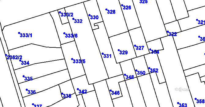 Parcela st. 331 v KÚ Teplice-Trnovany, Katastrální mapa