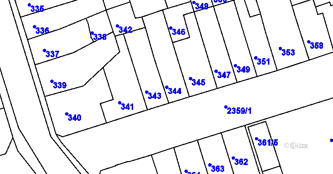 Parcela st. 344 v KÚ Teplice-Trnovany, Katastrální mapa