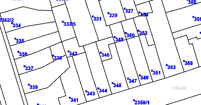 Parcela st. 346 v KÚ Teplice-Trnovany, Katastrální mapa