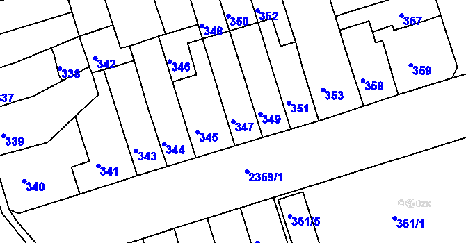 Parcela st. 347 v KÚ Teplice-Trnovany, Katastrální mapa