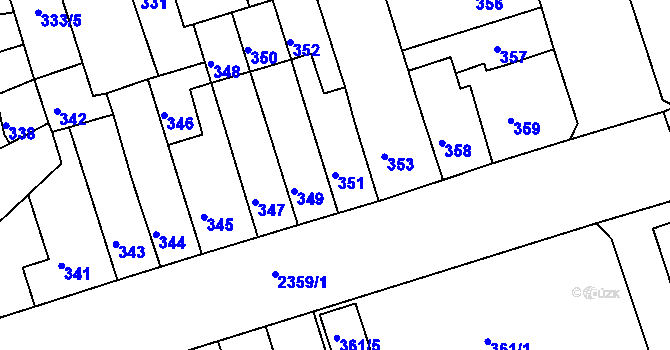 Parcela st. 351 v KÚ Teplice-Trnovany, Katastrální mapa