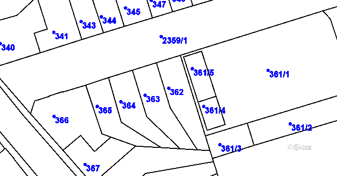 Parcela st. 362 v KÚ Teplice-Trnovany, Katastrální mapa