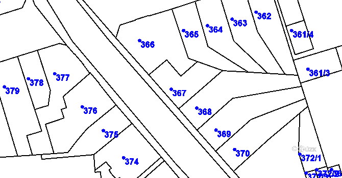 Parcela st. 367 v KÚ Teplice-Trnovany, Katastrální mapa