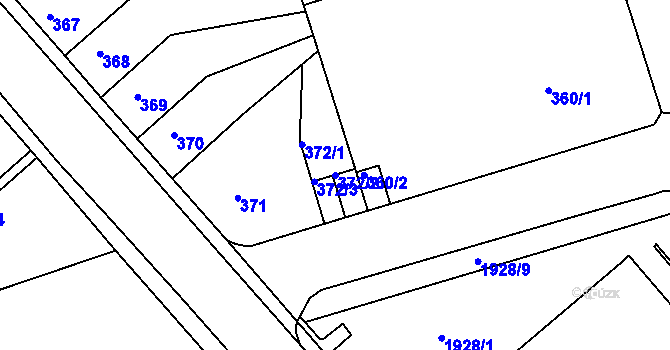 Parcela st. 372/2 v KÚ Teplice-Trnovany, Katastrální mapa