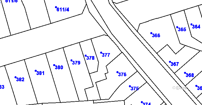 Parcela st. 377 v KÚ Teplice-Trnovany, Katastrální mapa